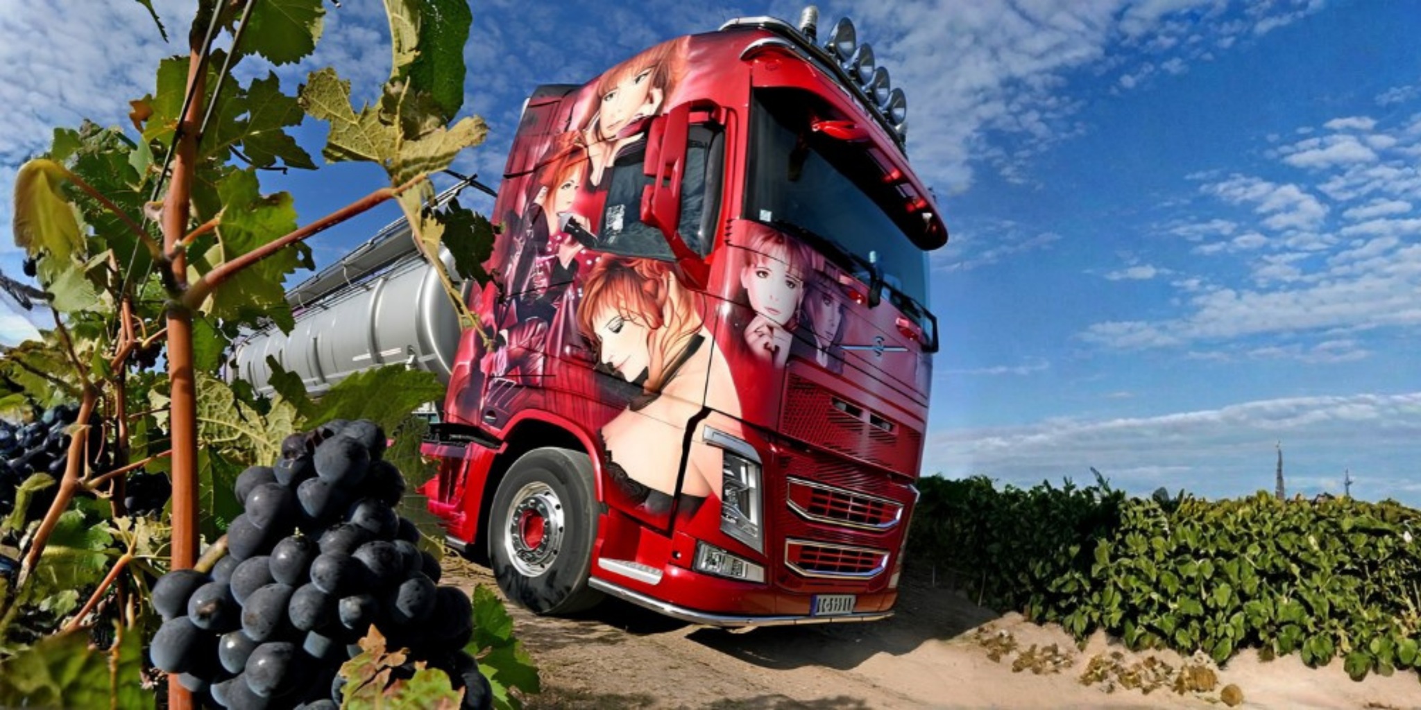 Volvo TJC rouge dans les vignes